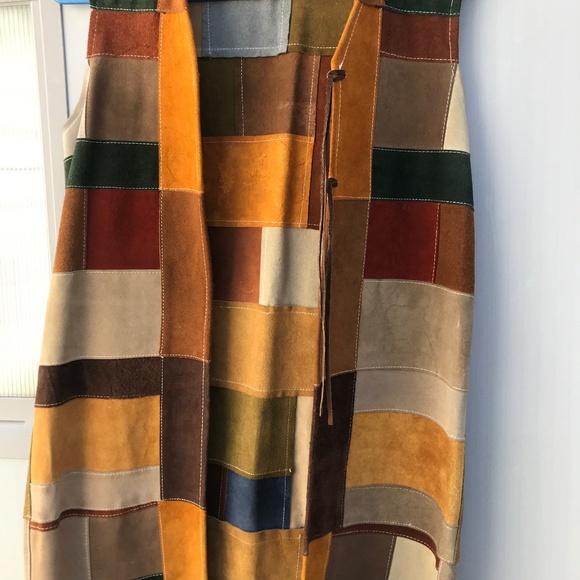 Jonathan Legault Vintage hippie boho Suede Patchwork 70'S leather long Vest - Picture 4 of 6